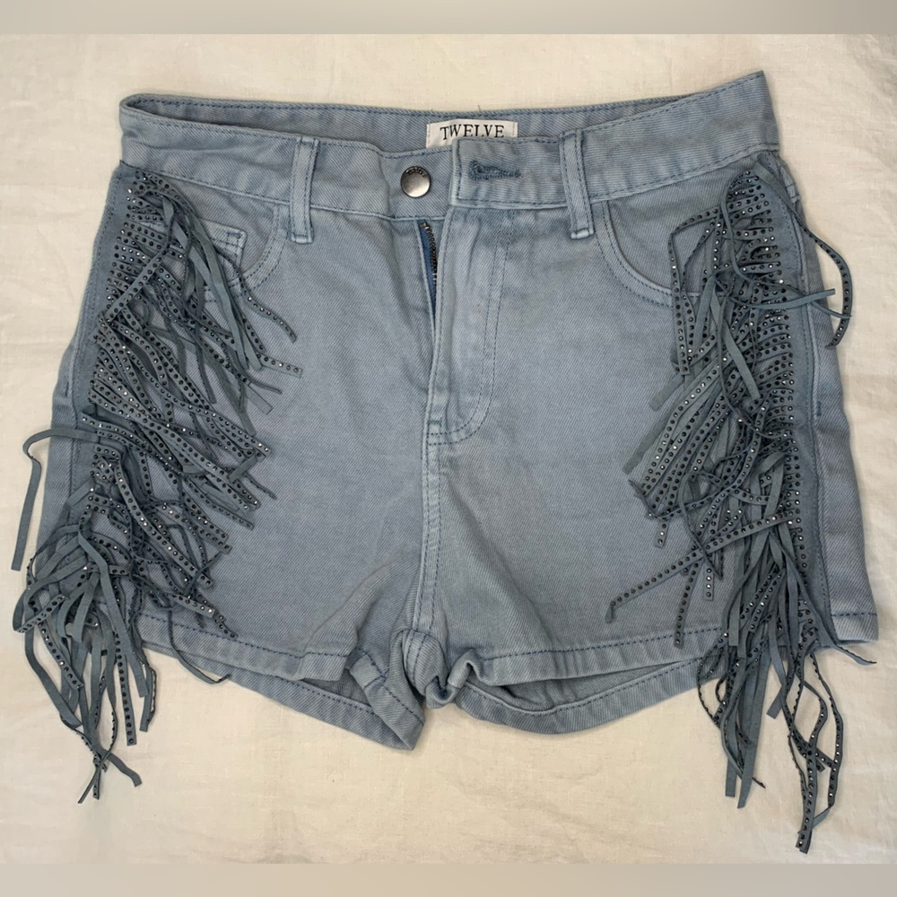 Fringe Jean Shorts Size S